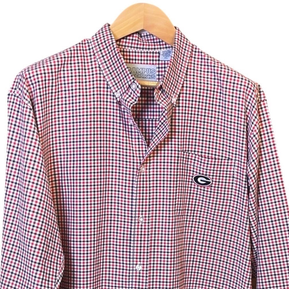 Campus Specialties Georgia Bulldogs Gingham Button Down Shirt Mens XXL Red Black - Picture 2 of 9
